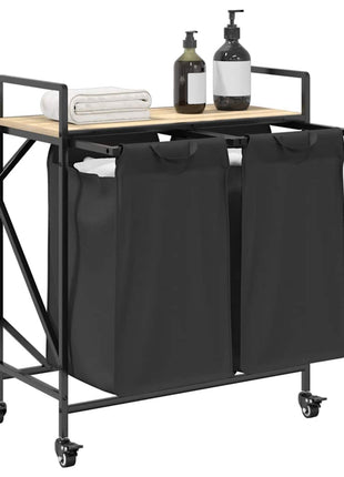 Wasmand 2 vakken met planken sonoma eikenkleurig
