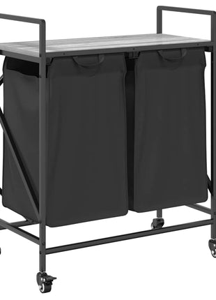 Wasmand 2 vakken met planken grijs sonoma eiken