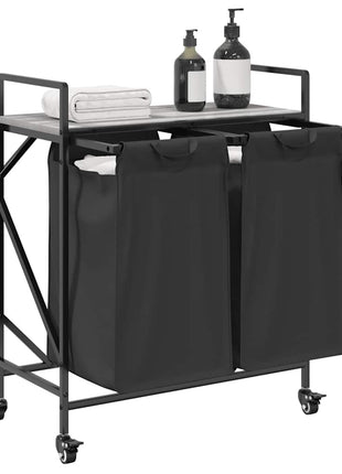 Wasmand 2 vakken met planken grijs sonoma eiken