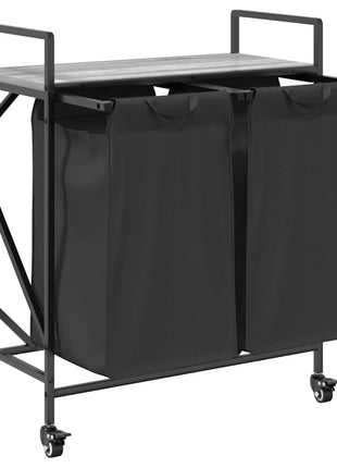 Wasmand 2 vakken met planken grijs sonoma eiken