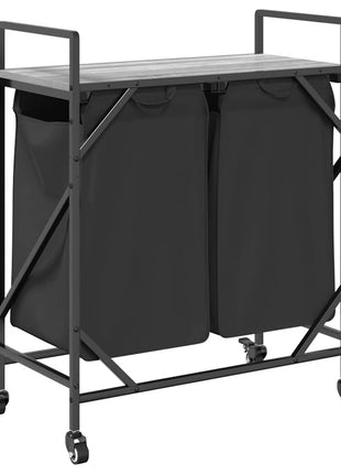Wasmand 2 vakken met planken grijs sonoma eiken