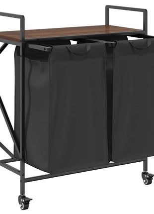 Wasmand 2 vakken met planken bruin eikenkleurig