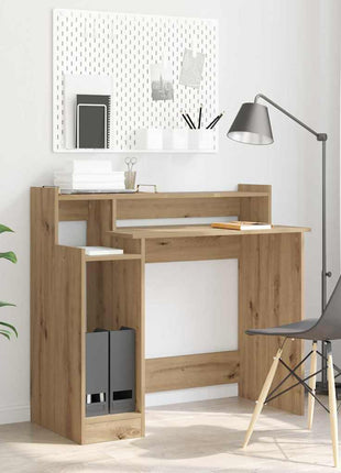 Bureau Met Led-Verlichting 97X45X90 Cm Bewerkt Hout