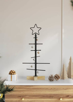 Kerstdecoratie Kerstboom Met Houten Basis Metaal Zwart Zwart