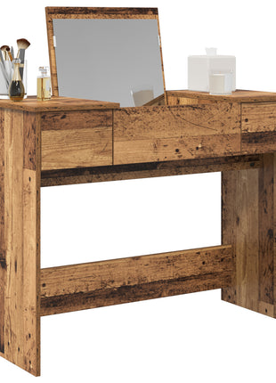 Kaptafel met Spiegel Oud Hout 100x45x76 cm