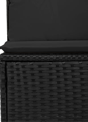 10-delig Tuinbankstel met Kussens Zwart Poly Rattan Acacia, vidaXL 3-delig Tuin Eet Set met Kussens Zwart Poly Rattan Acacia