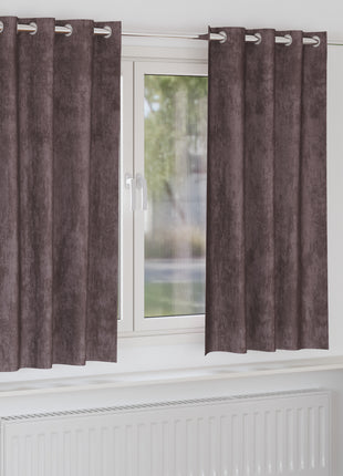 Velvet Gordijnen 2 stuks met Oogjes Bruin 175x140 cm