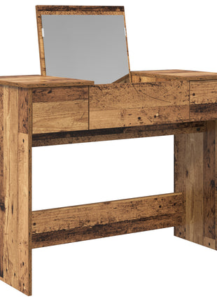 Kaptafel met Spiegel Oud Hout 100x45x76 cm
