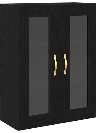 Wandkast met Glazen Deuren Zwart Eik 69,5x34x90 cm