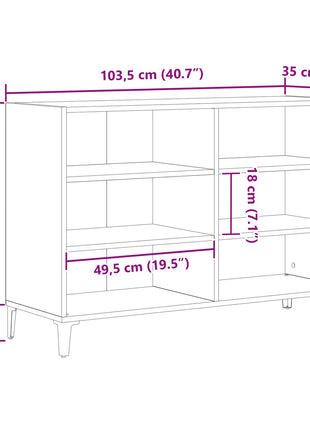 Dressoir Zwart Eiken 103,5x35x70 cm Gelaagd Hout