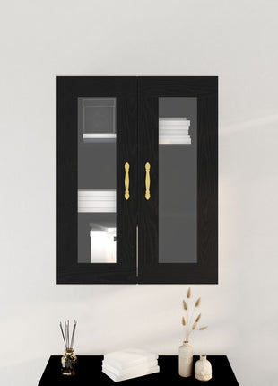 Wandkast met Glazen Deuren Zwart Eik 69,5x34x90 cm