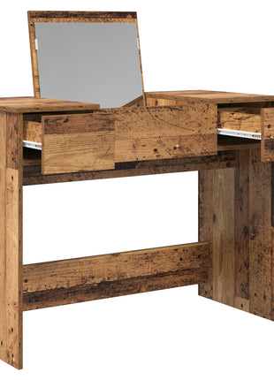 Kaptafel met Spiegel Oud Hout 100x45x76 cm