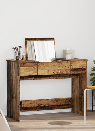 Kaptafel met Spiegel Oud Hout 100x45x76 cm