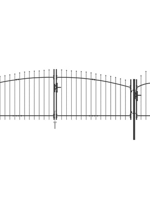 Tuindeur met spitse top Grijs 125x500 cm Staal
