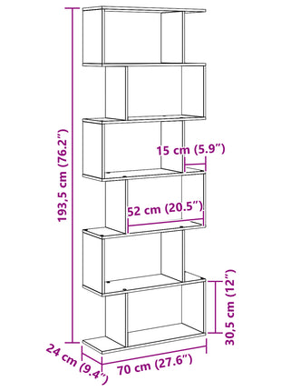 Boekenkast Zwart Eiken 70x24x193.5 cm Geengineerd Hout