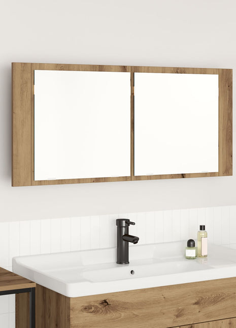 LED Spiegelkast Artisan Eiken 100x12x45 cm Behandeld Hout